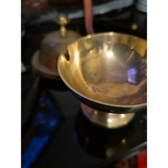 Brass Sugar bowl with lid and spoon - Picture 4 of 5